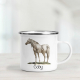 Personalised enamel mug featuring an appaloosa horse.