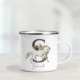 Personalised enamel mug featuring a horse with an initial.