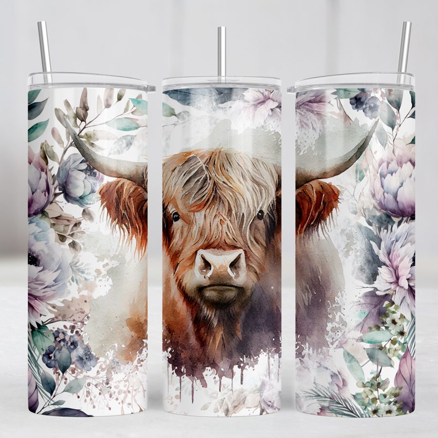 Highland Cow Easter 20 Oz. Stainless Steel Skinny Tumbler With