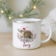 Personalised platypus enamel mug.