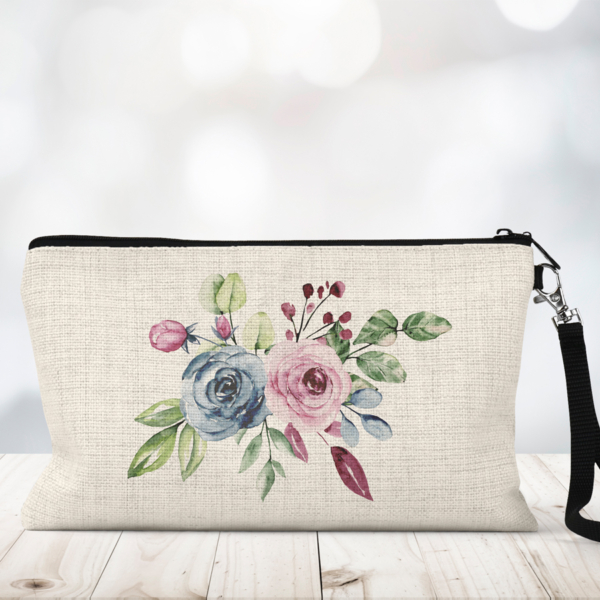 Personalised Cosmetic Bag - Blue And Pink Rose Bouquet - Image 4