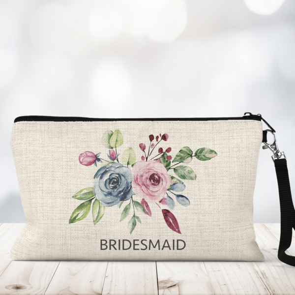 Personalised Cosmetic Bag - Blue And Pink Rose Bouquet - Image 3