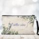 Eucalyptus with lavender on a personalised cosmetic bag.
