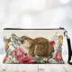 Linen makeup bag featuring a platypus an native flowers.