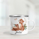 Cute bear design on a personalised enamel mug