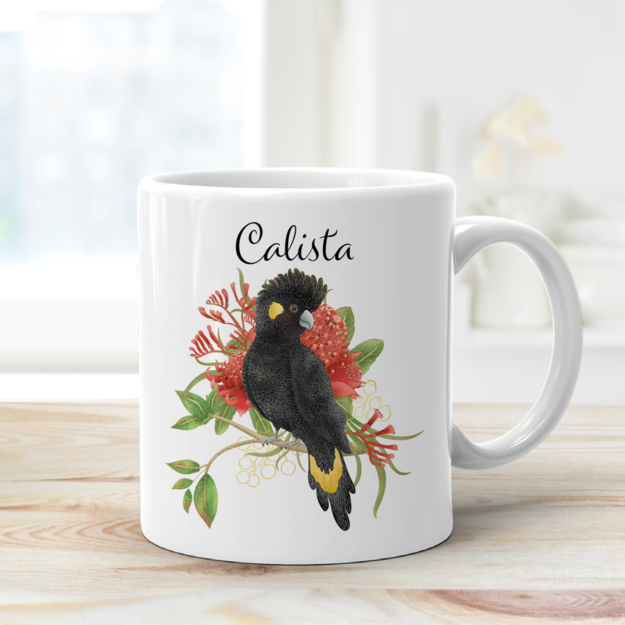 Yellow-tailed Black Cockatoo mug.