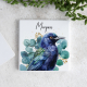 Personalised ceramic coaster featuring a Satin Bowerbird