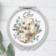 wombat, eucalyptus leaves and name on a compact mirror.