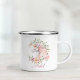 Personalised Enamel Mug - Unicorn with Floral Wreath