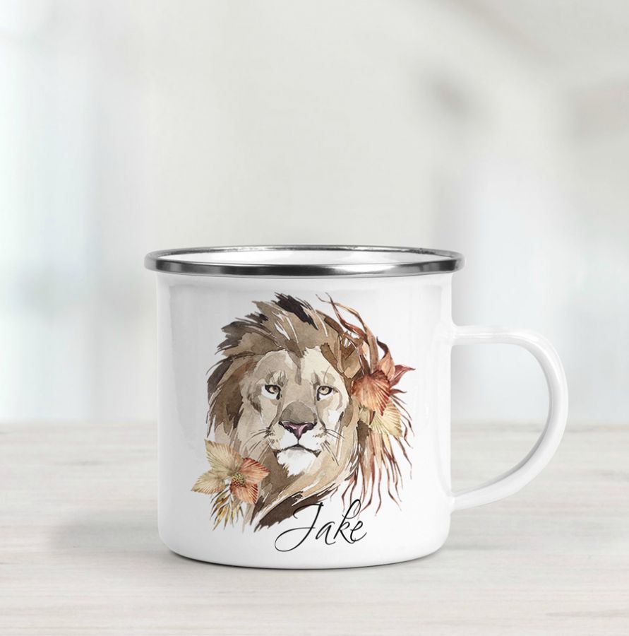 Personalised Lion Enamel Mug - Image 2
