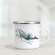 Enamel mug featuring a dolphin.