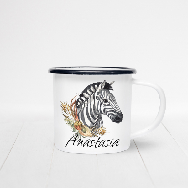 Personalised Enamel Mug - Zebra