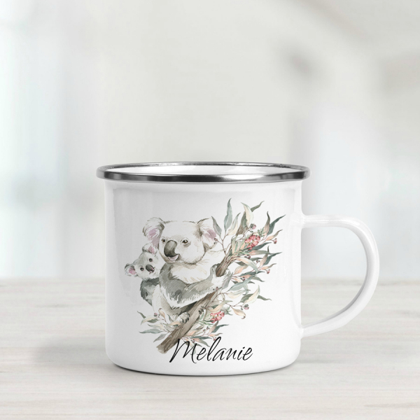 Personalised Enamel Mug - Koala and Joey