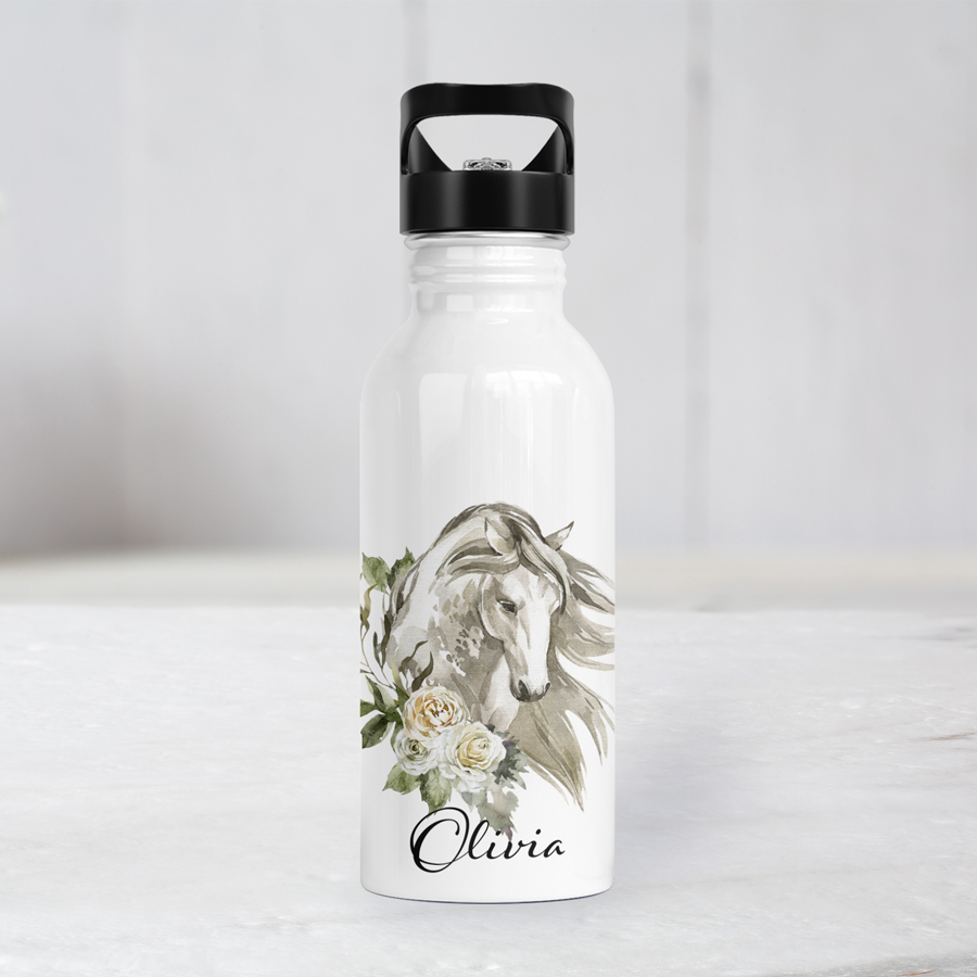Personalised horse drink bottle.