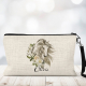 Horse with white roses on a personalised makeup bag.