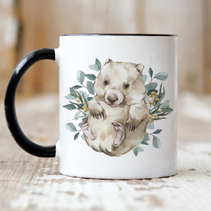 Ceramic mug featuring a wombat.