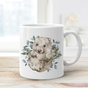 Ceramic mug featuring a wombat.