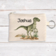 Personalised coin pouch featuring a Velociraptor.
