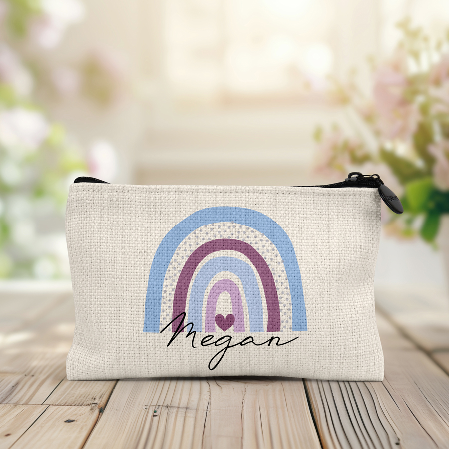 Personalised boho rainbow coin purse.