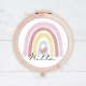 Rainbow on a customised rose gold compact mirror.