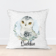 Personalised sequin cushion featuring a cute illustrated owl.