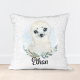 Personalised sequin cushion with a baby harp seal.