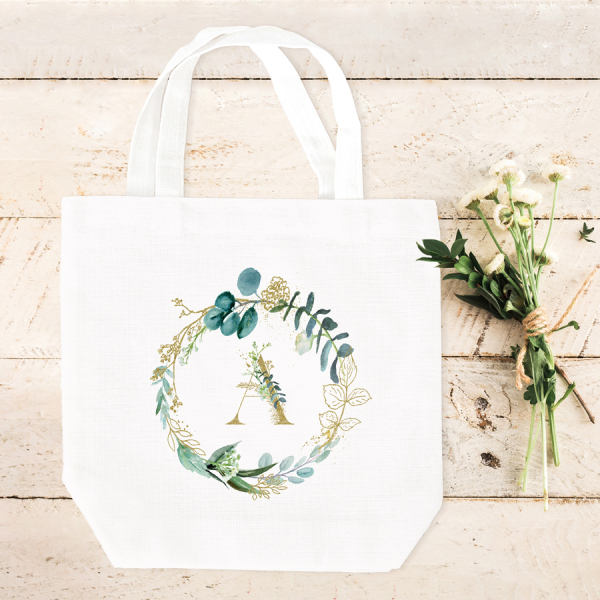 Personalised Tote Bag - Initial - Botanical Wreath