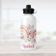 Personalised unicorn with rainbow water bottle.