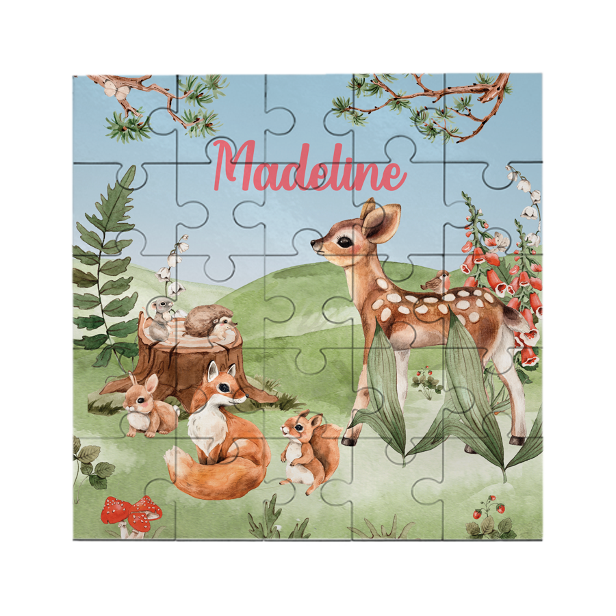 Personalised woodland animals puzzle.