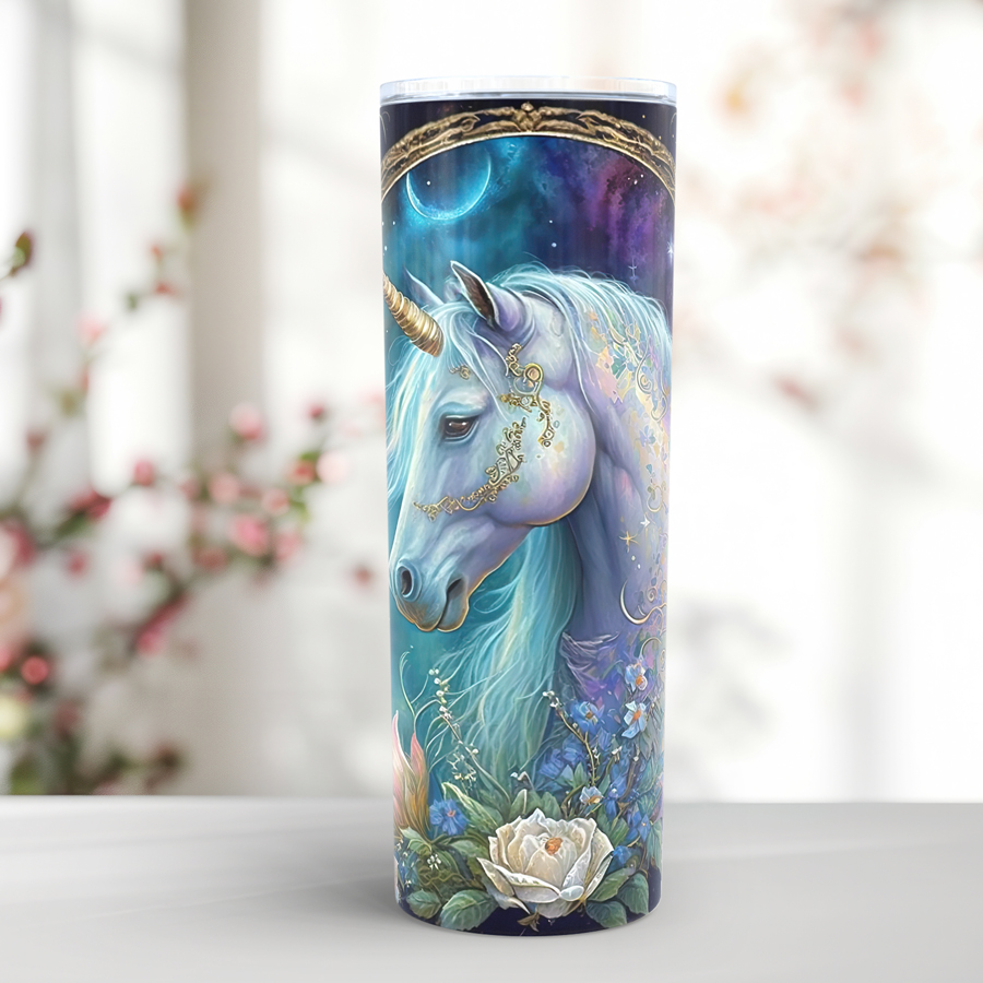 Unicorn skinny tumbler.