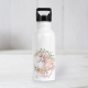 Personalised floral unicorn in wreath water bottle.